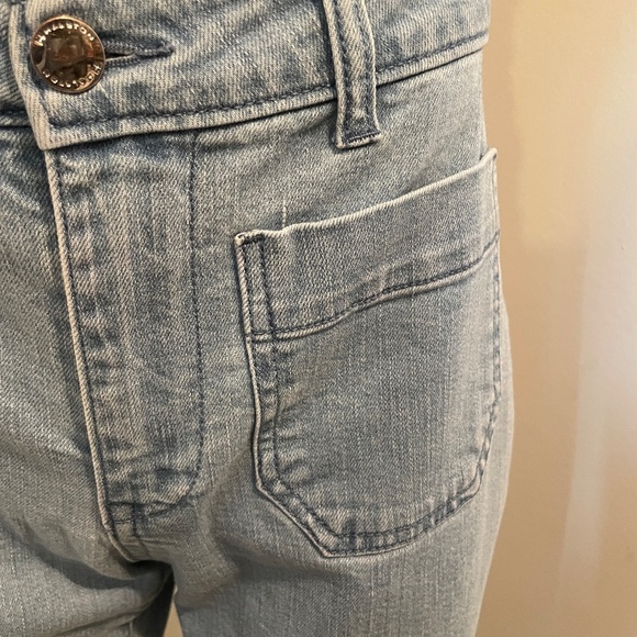 Halston jeans cropped wide leg pocket detail cotton blue size 4 - Picture 2 of 6